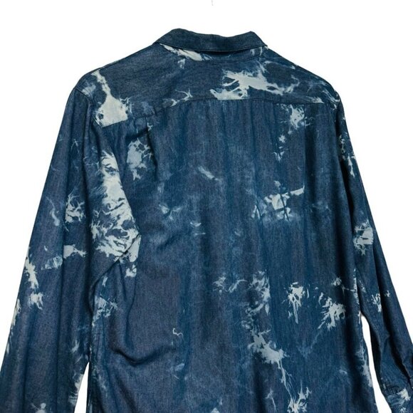 Karen Kane Blue Tie Dye Denim Shirt Dress Collared Button Front Womens Size S - Picture 6 of 12